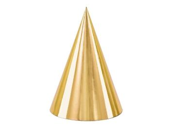 6 Party Cone Hats - Gold
