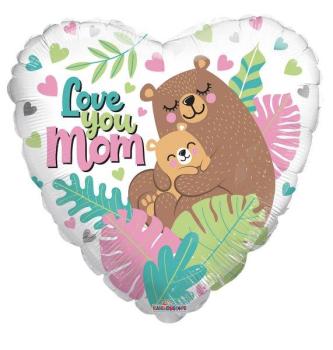 18" Love You Mom Bears Foil Balloon