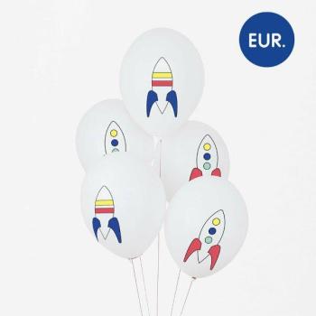 5 Space Printed Latex Balloons
