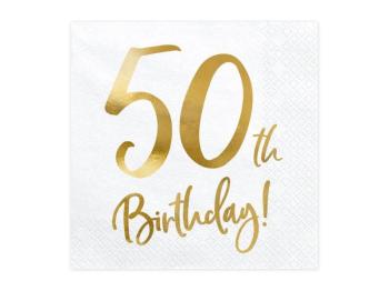 50 Years White and Gold Napkins PartyDeco