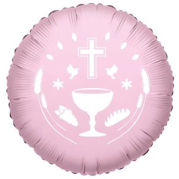 18" Communion Foil Balloon - Baby Pink
