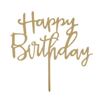 Cake Topper Happy Birthday - Gold