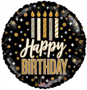 18" Birthday Black Holographic Foil Balloon