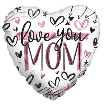 Foil Balloon 18" Love You Mom Heart