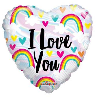 Foil Balloon 18" I Love You Rainbow Heart Kaleidoscope