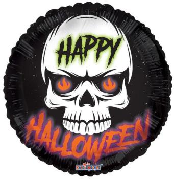 18" Happy Halloween Skull Foil Balloon