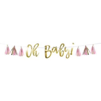 Wreath Oh Baby! - Gold and Pink with Tassel