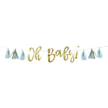 Wreath Oh Baby! - Gold and Blue with Tassel