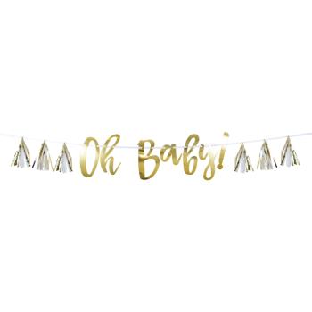 Wreath Oh Baby! - Gold and White with Tassel