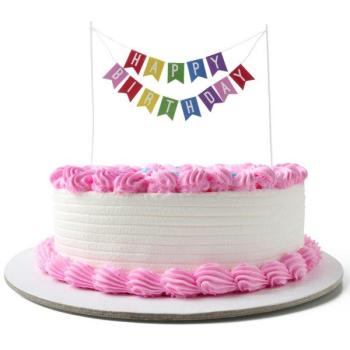 Cake Topper Happy Birthday Flag
