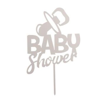Cake Topper Baby-Shower Silver