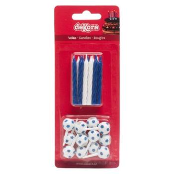 Blue and White Football Candles