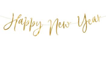 Gold Happy New Year Script Wreath PartyDeco