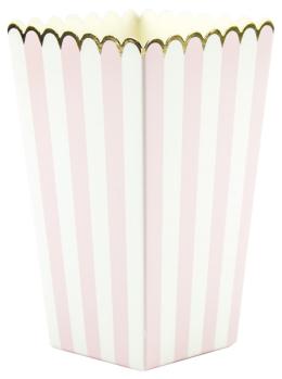 Striped Popcorn Box with Gold Edge - Pastel Pink