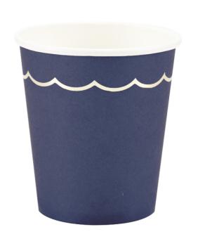 Gold Rim Cups - Navy Blue