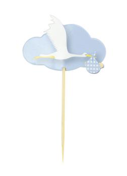 Blue Storks CupCake Toppers Tim e Puce
