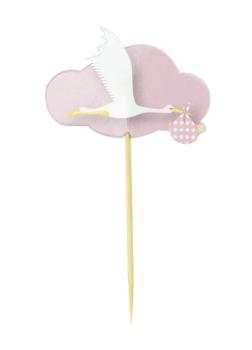 Pink Storks CupCake Toppers Tim e Puce