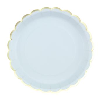 23cm Plates with Gold Rim - Pastel Blue