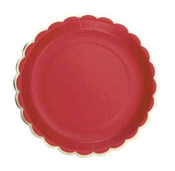 23cm Plates with Gold Rim - Red