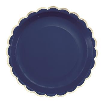 23cm Plates with Gold Rim - Navy Blue