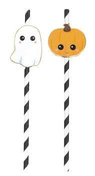 Pumpkin and Ghost Straws Tim e Puce