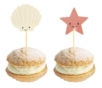 Star and Sea Shell CupCake Toppers Tim e Puce