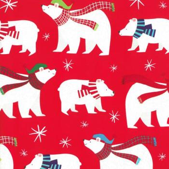 Bears Wrapping Paper Roll - Red background XiZ Party Supplies