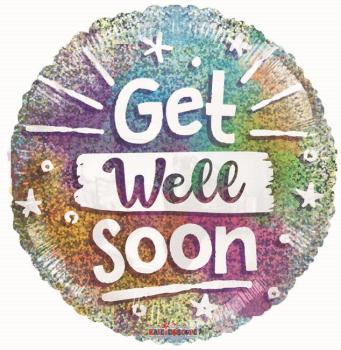 18" Get Well Soon Holographic Foil Balloon Kaleidoscope
