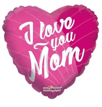 18" I Love You Mom Foil Balloon - Pink