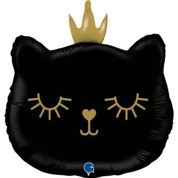 26" Cat Princess Foil Balloon - Black Grabo