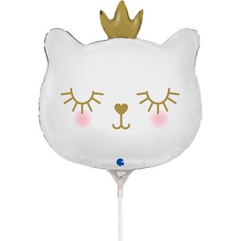 14" Mini Cat Princess Foil Balloon - White