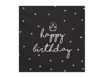 Happy Birthday Crown Napkins - Black