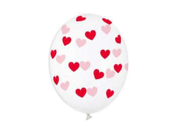 Latex Balloons Printed Hearts - Red