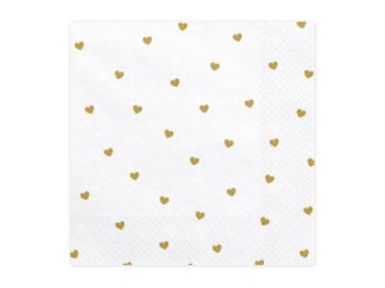 White Napkins with Gold Hearts PartyDeco