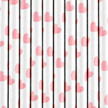 Pink Heart Straws PartyDeco