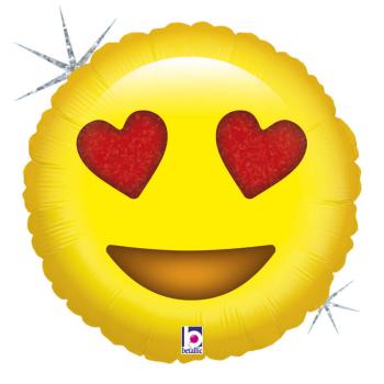 18" Emoji Love Holographic Foil Balloon Grabo