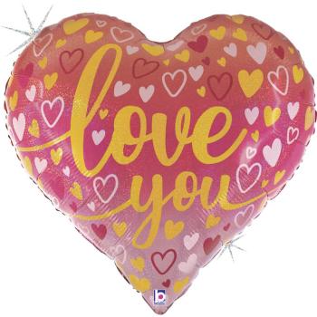30" Love You Ombre Heart Foil Balloon Grabo