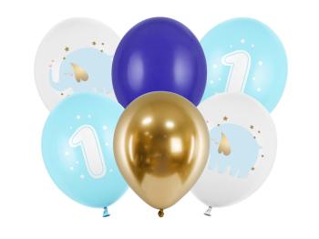 Globos de látex para 1er cumpleaños - Azul PartyDeco