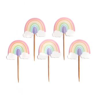 Pastel Rainbow CupCake Toppers Anniversary House