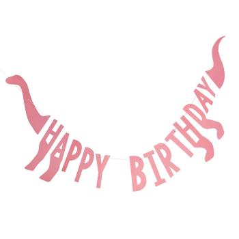 Guirnalda de happy birthday de dinosaurio rosa GingerRay