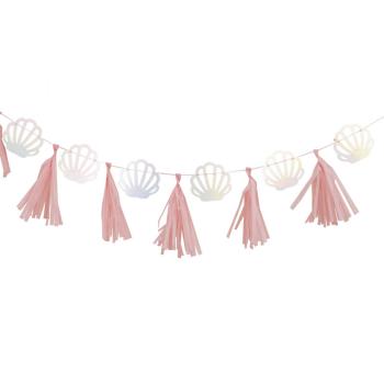 Iridescent and Pink Mermaid Shell Tassel Wreath