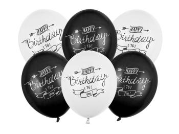 Happy Birthday to you White and Black Latex Balloons PartyDeco