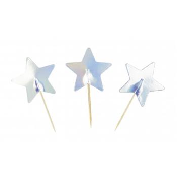Stars CupCake Toppers - Silver Tim e Puce