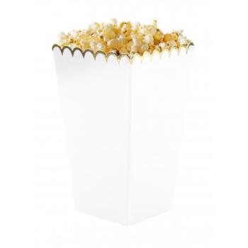Popcorn Box with Gold Edge - White