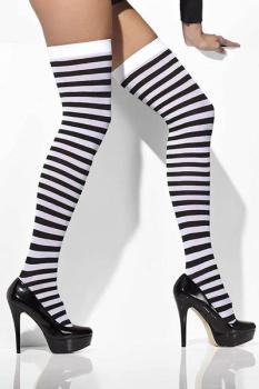 White / Black Striped High Socks