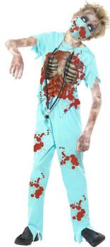 Blue Zombie Surgeon Suit - 7-9 Years
