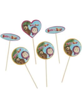 Masha and Bear Party CupCake Toppers Smiffys