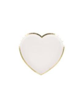 White Heart Plates with Gold Rim Tim e Puce
