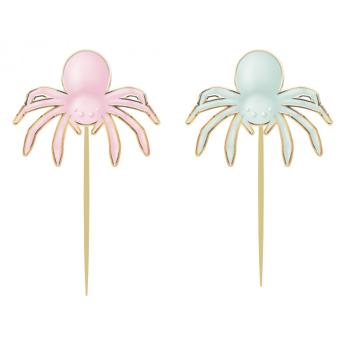 Halloween Pastel Spiders CupCake Toppers Tim e Puce