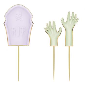 RIP Zombie Pastel Halloween CupCake Toppers Tim e Puce